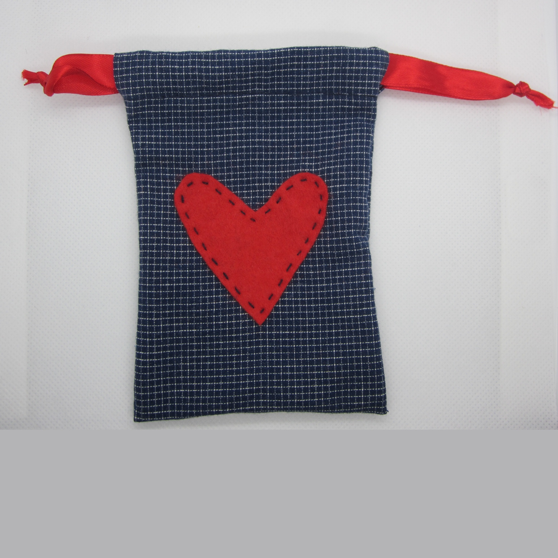 Sack blue with red heart